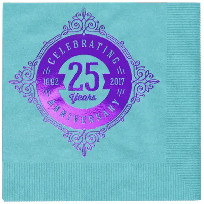 Premium Foil Stamped Dinner Napkins 8 in x 8 in - Coined Style
